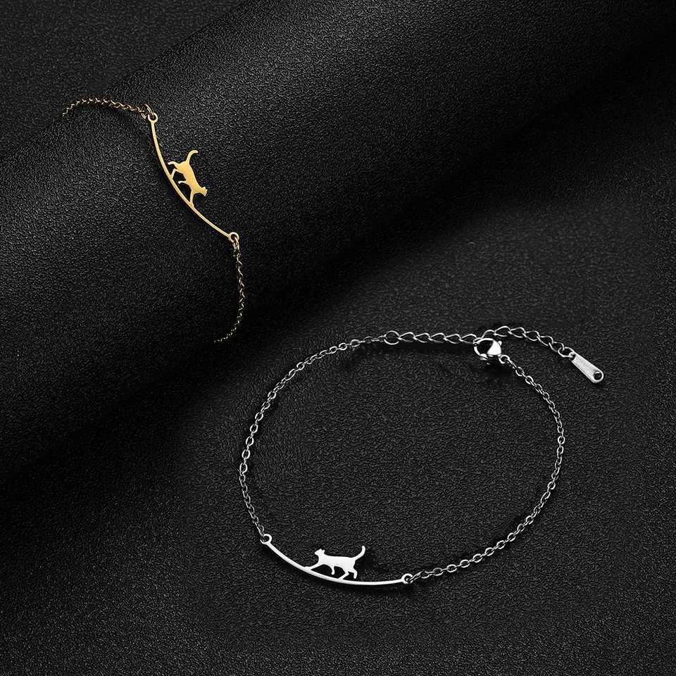 Skyrim Cute Cat Walking Rope Pendant Stainless Steel Fashion Bracelet Men Womens Valentines Day Gift Jewelry Handmade Jewelry Z250807