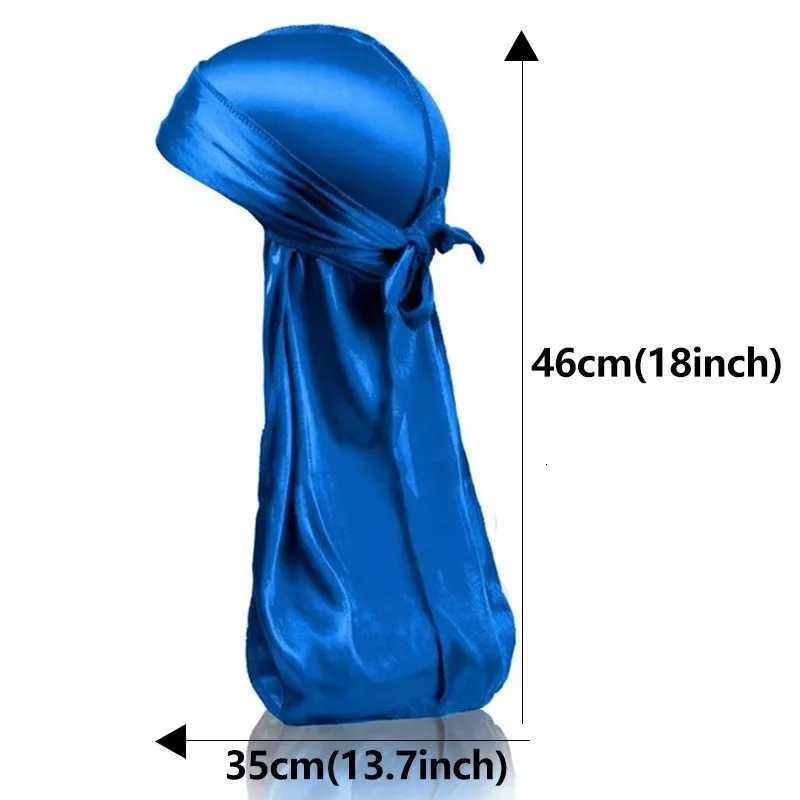 1-4Pcs Unisex New Silk Bandana Turban Hat Men Breathable Long Tail For Men Durags Pirate Hat Headband Z250808