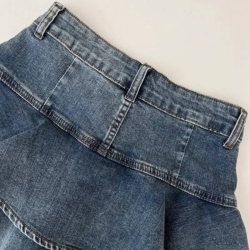 2025 Summer New Women's Design Double Layer Ruffle High trend Waist Ruffle Denim Skirt Women's Anti Light Short Skirt New Designer
