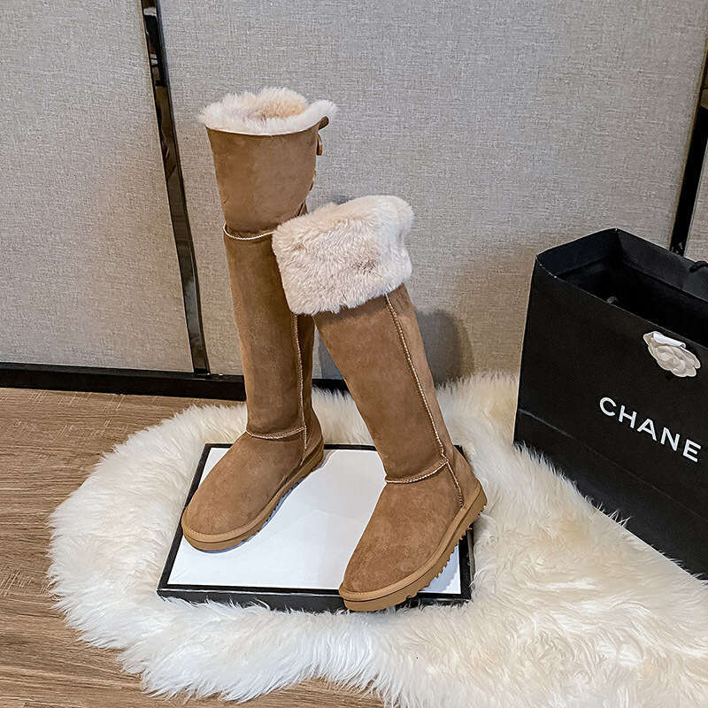 Women's Snow 2025 New Winter High-End Two-Way Button Long Warm Height-Increasing Northeast Fur Boots