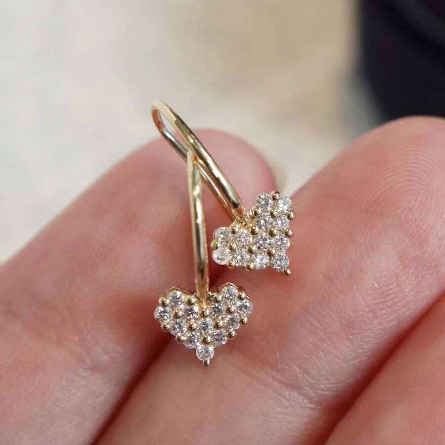 Light Gold Lab Custom Hoop Dia Stud Jewelry Womens Heart Shape Earrings