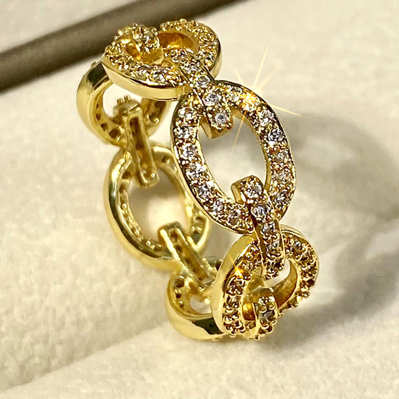 New Round Buckle Cross Ring Minimalism Full Zircon Diamond Finger Ring Jewelry Props Accessories Gifts Geometric Jewelry wholesales drop ship