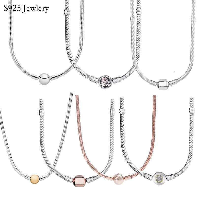2025 NEW Hot 925 Sterling Silver Classic Snake Bone Necklace For Women Suitable For Pendant Fashion Jewelry Gifts