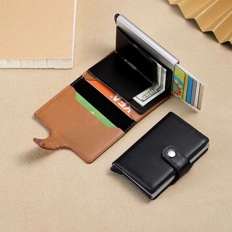 Anti-theft RFID Automatic Pop-up Credit Aluminum Alloy Metal Box Men's Multi-slot Wallet Case Card Holder