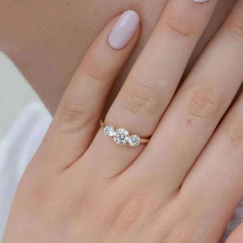 High Quality Wedding Ring Jewelry 2ct Round Cut Pass Test 14K Solid Gold VVS Moissanite Dia Engagement Rings