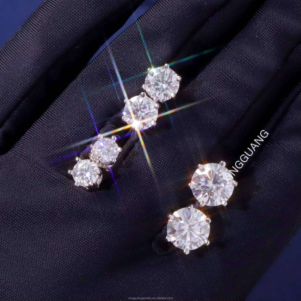 5mm-8mm Classic Mossanite Earrings Jewelry Sterling Sier VVS Moissanite Dia Ear Stud for Men Women