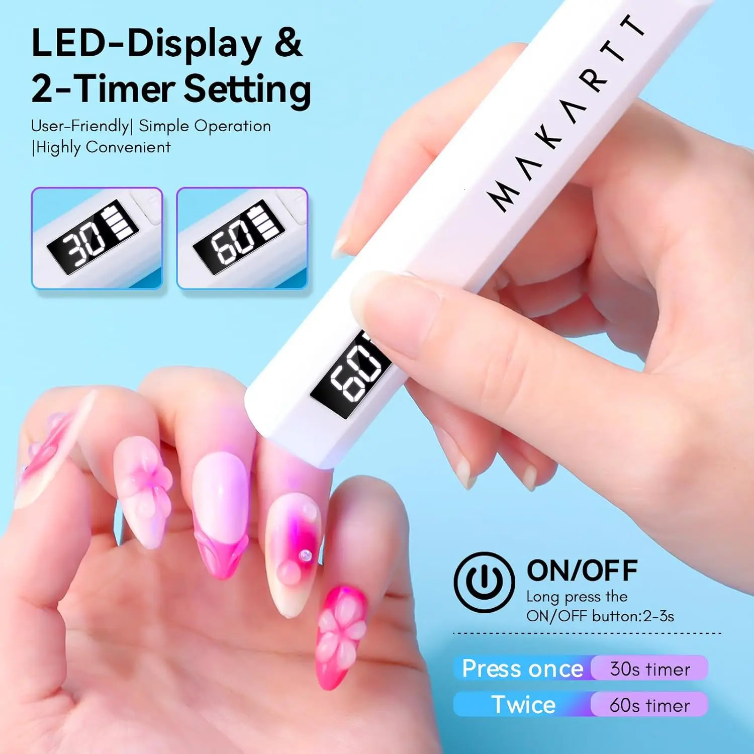 Makartt UV Light for Gel Nails Handheld Mini UV LED Nail Lamp Portable Lumiere Nail Dryer for Curing Gel Polish Nail Glue 250814