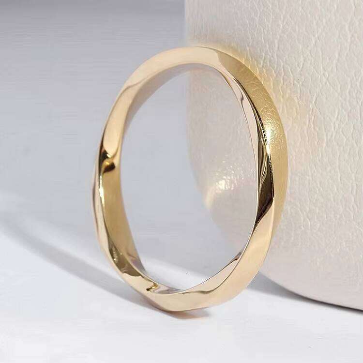 Fine Jewelry Women's Engagement 14K Yellow Rose Gold Twist Mobius D VVS Moissanite Wedding Promise Band Ring