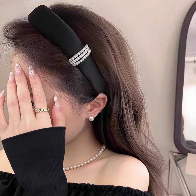Elegant Pearls Sponge Simple Hairband for Women Girls Sweet Hair Ornament Band Hair Hoop Hair Band Fashion Hair Accessories Y250808