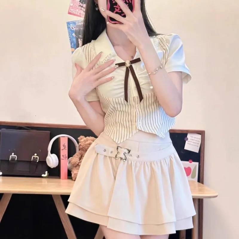 Jk Uniform Suit Skirt School Womens Summer Spice Girl Gentle Temperament Waist College Wind Cover Hips Thin 250729