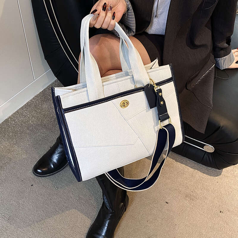 Women's 2025 New Denim Color Block Handbag Tote Casual Commuter Tote Luxury Shoulder bags Designer Crossbody Bag