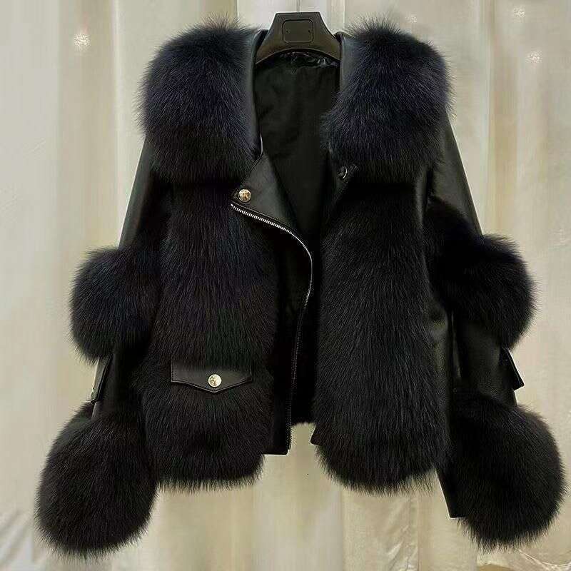 Haining For Women Fine Imitation Fox One-Piece Young Lady Style Fur Coat