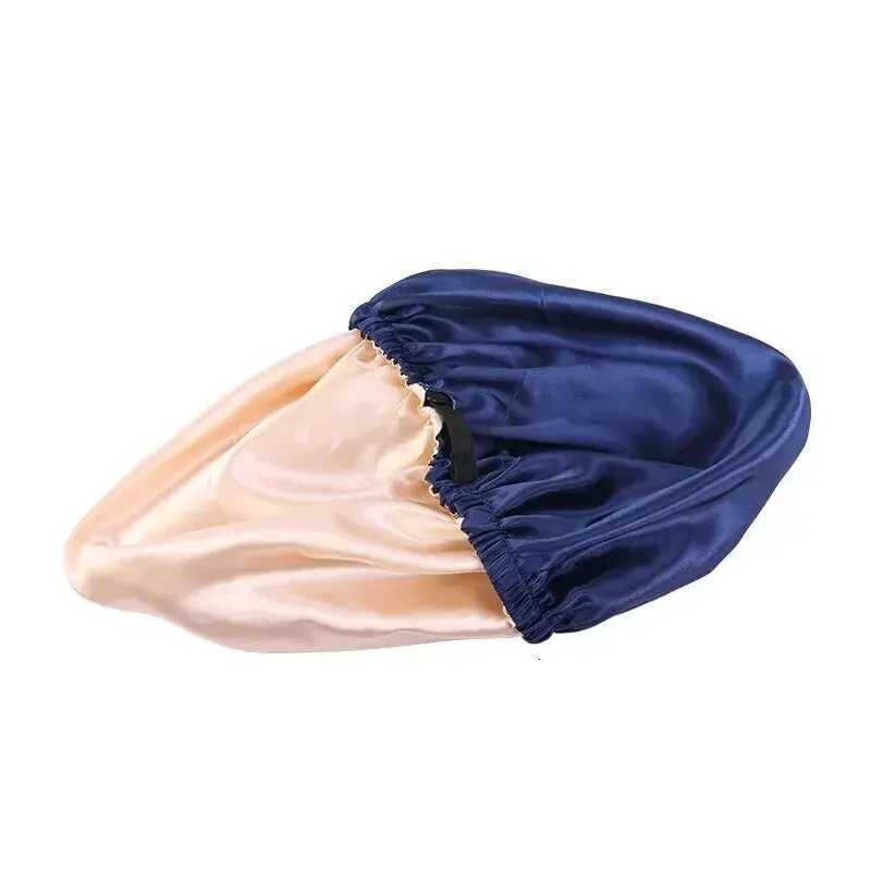 2Pcs Set Large Satin Bonnet Silk Night Sleeping Cap Long Satin Bonnet With Head Tie Band Bonnet Edge Wrap For Women Hair Z250808