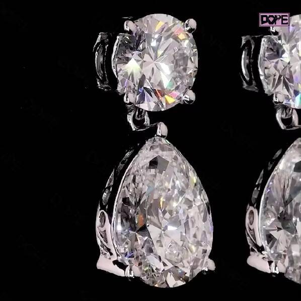 Elegant Earrings Women Custom Pear Cut Moissanite Stud Earrings Hook 14k White Gold Moissanite Earrings