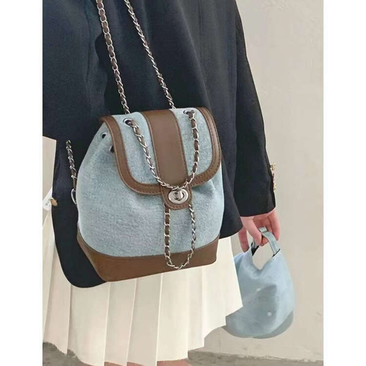 Denim Texture Small for Women 2025 Spring Summer Class Commuting Backpack bags Trendy Designer Student Bag