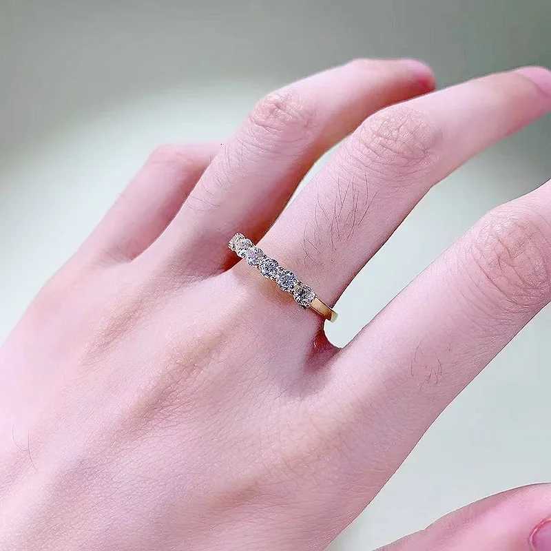 18K Gold Eternity Lab Diamond Ring 100% Real 925 Sterling Silver Party Wedding Band Rings for Women Bridal Engagement Jewelry Y250808