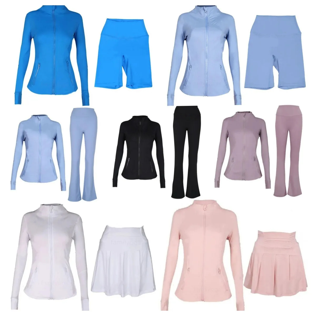 Women Yoga Set Casual Short Sports workout set women sets shorts leggings jackets zip up coat Elastic quick drying and breathable gym tracksuits