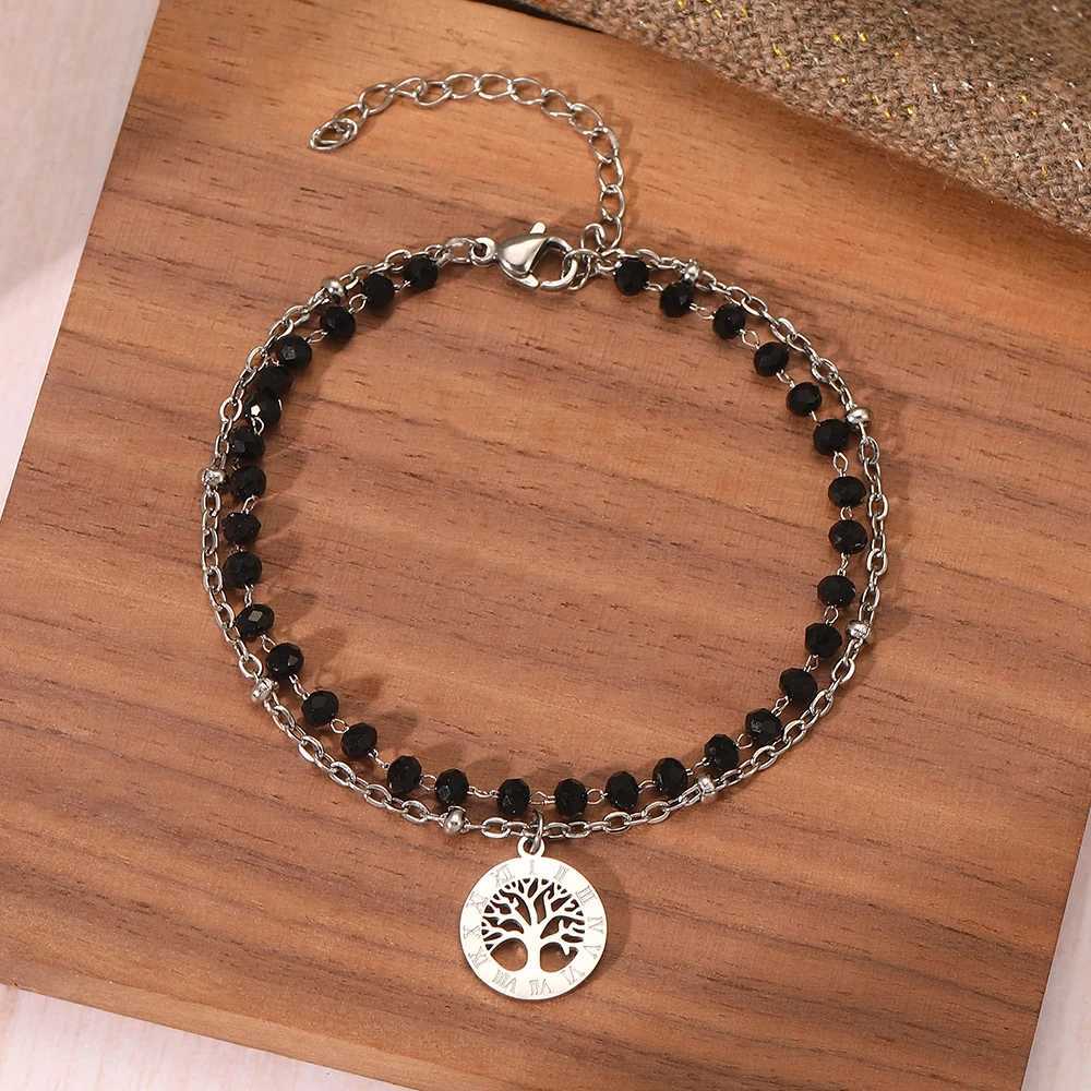 2023 New Design Vintage Elegant Stainless Steel Bracelets The Tree of Life Beaded Chain Fashion Bracelet for Women Jewelry Gifts Z250807