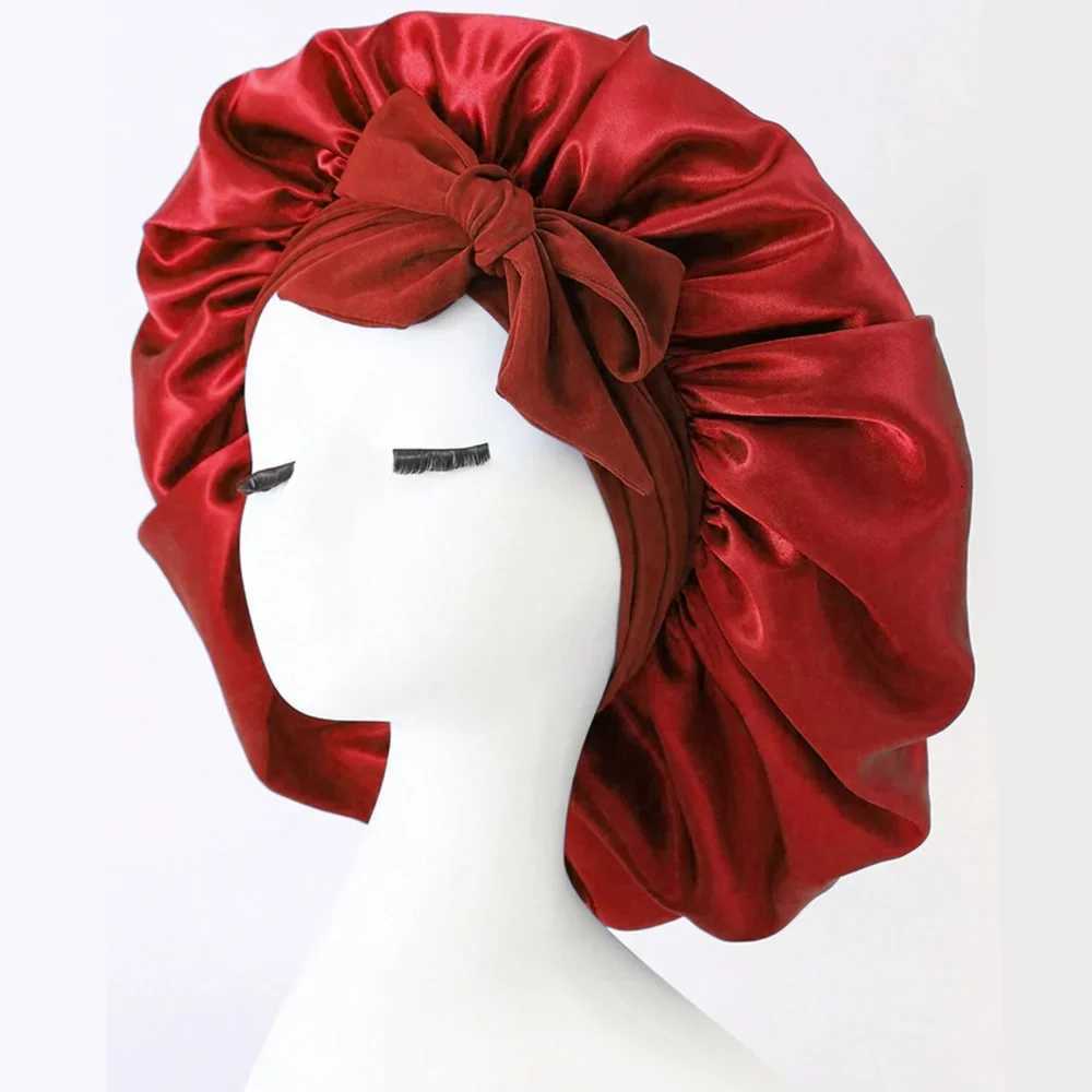 Satin Silk Hair Bonnet | Adjustable Tie Band | Sleep Bonnet for Women Men | Unisex Protective Headwear Z250808