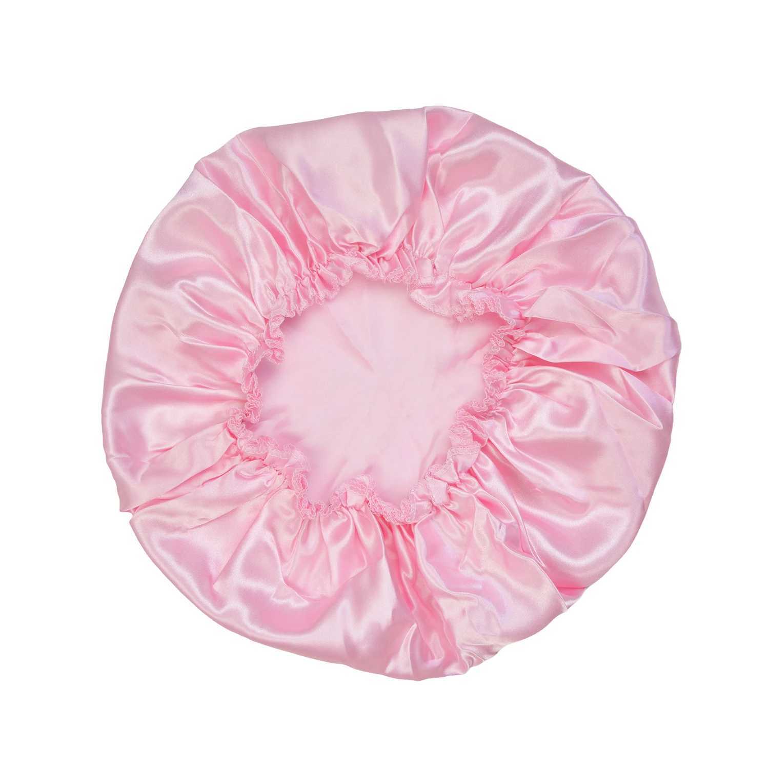 Satin Night Sleep Cap Elastic Band Cap Head Cover Hair Care Wig for Women Soft Silk Hat Wig Accessories Z250808