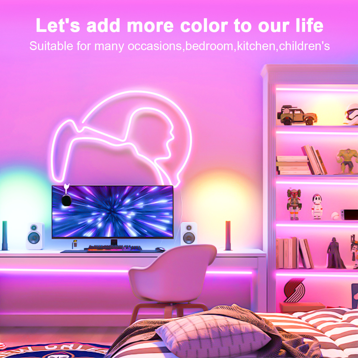 RGBLED Controlled Colorful Neon Light Strips Brighten Your Space Remotely-HCP074