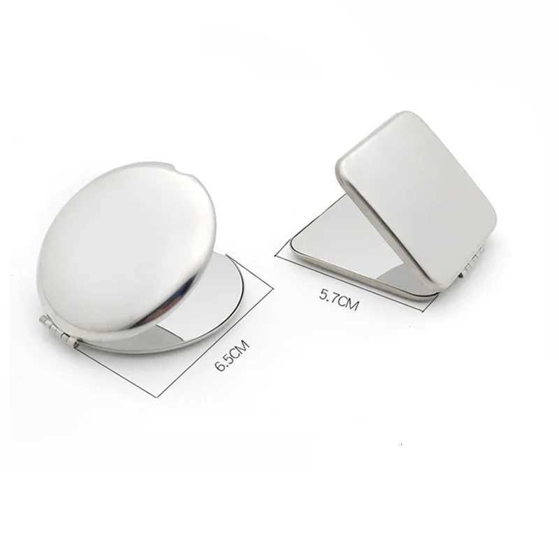 1pcs Portable Women Stainless Steel Makeup Mirror Hand Pocket Folded-Side Cosmetic Make Up Mirror Small Various Shapes Z250808