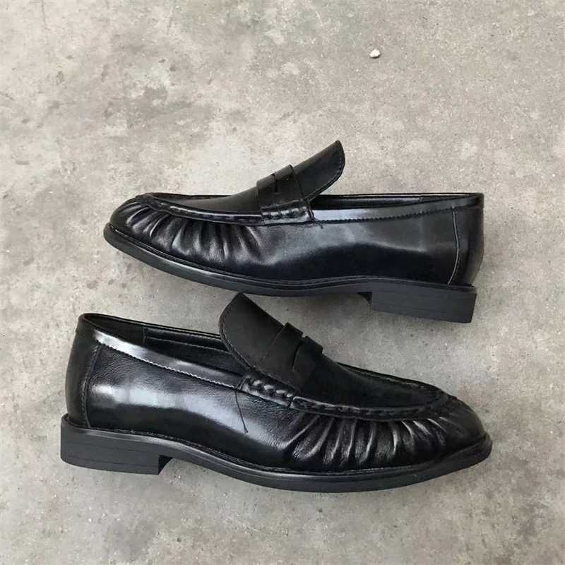 New French Retro Flat Shoes Made of Pure Handmade Calf Leather Le Fu Womens Rubber Sole One-Step Comfortable and Casual Single W250808
