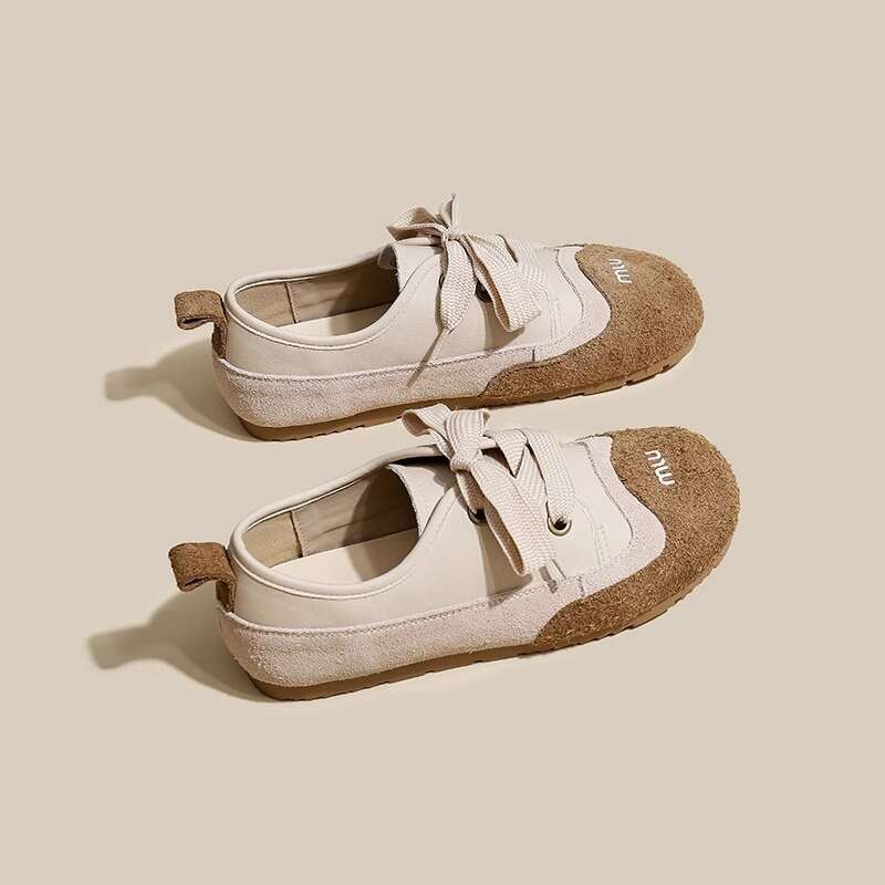 2025 Spring New Women's Matte German Training Shoes Versatile Ugly Cute Comfortable Soft Sole Lace-up Flats
