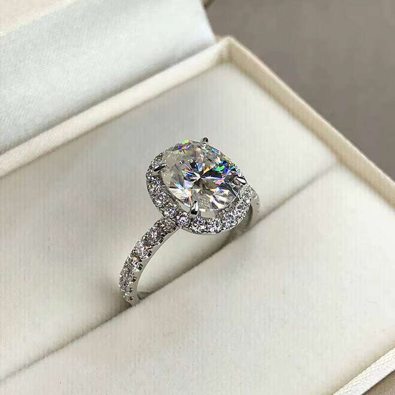 Custom Engagement 14K Real Gold 2-4ct Oval Cut VVS Moissanite Dia Wedding Ring for Women Gift