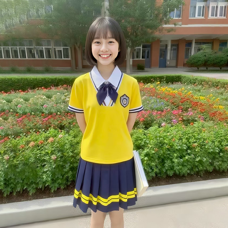 Summer New Design Customization Kindergarten Primary School Children Polo Shirt Uniform Clothing Men's and Women's Skirts School Uniform