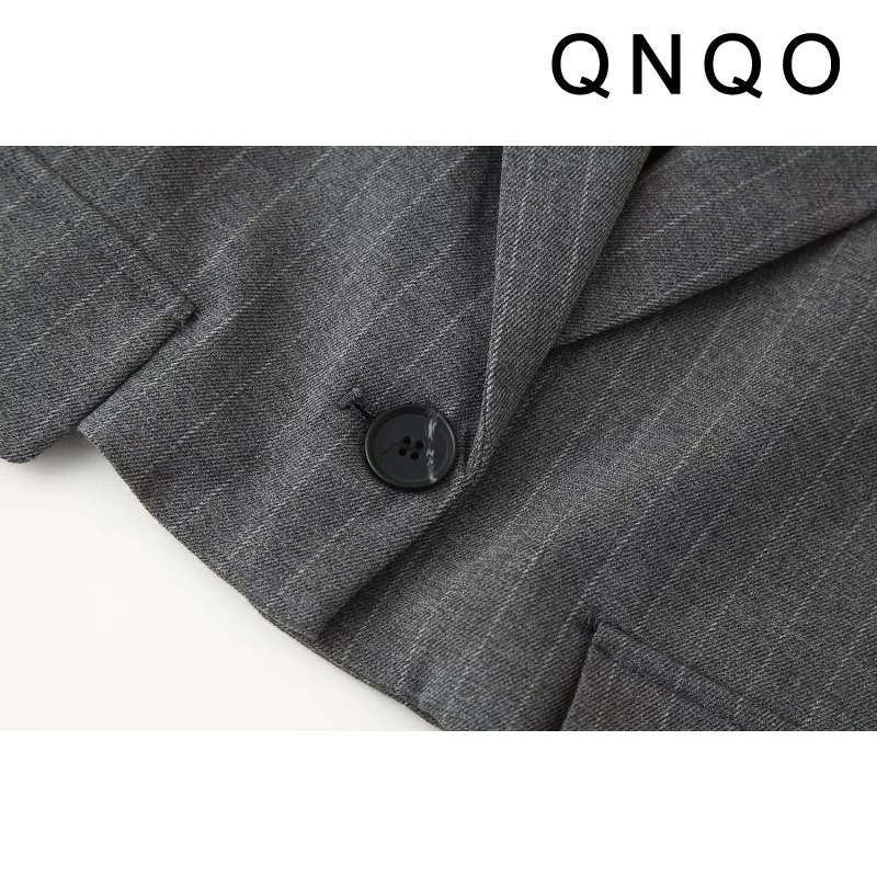 QNQO Casual Lapel Vest for Women Vintage Single Button Sleeveless Cropped Tops Temperament Elegant Sense Vestes 250804