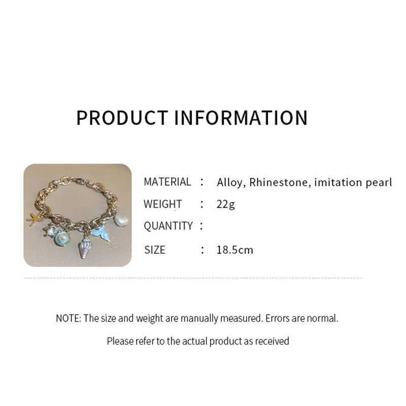 Starfish Shell Conch Bracelets For Women Imitation-pearl Gold-color Chain Bracelet Bangle Ocean Wristband Summer Beach Jewelry Z250807