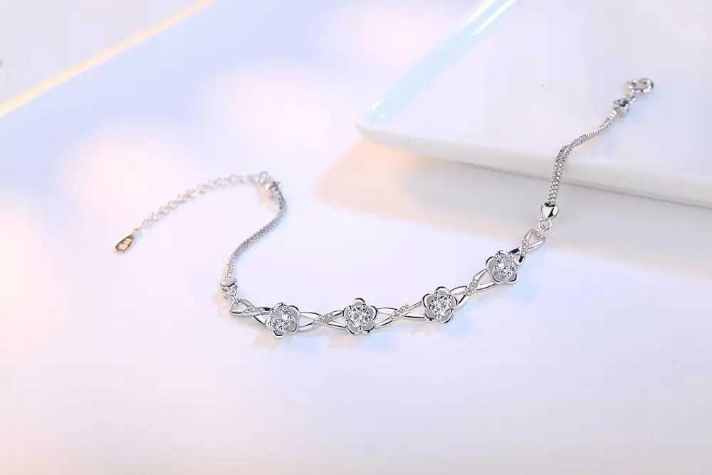 925 Sterling Silver Bracelets Luxury Purple White Zirconia Plum Flower Bracelets Bangles For Women Silver Bracelet S-B51 Z250807