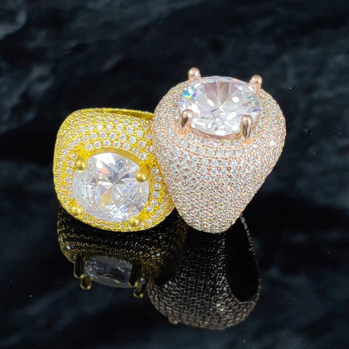 Hip Hop Full Micro Paved Iced Out Bling Full CZ Stone Charm Trendy Brass Cubic Zircon Ring for Men Jewelry Size 8-11