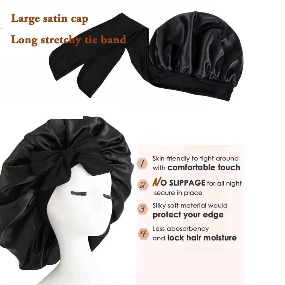 Satin Bonnet Silk Bonnet Adjustable Bonnet for Sleeping Hair Caps with Tie Band Bonnets for Women Men Hair Styling Accessories Z250808
