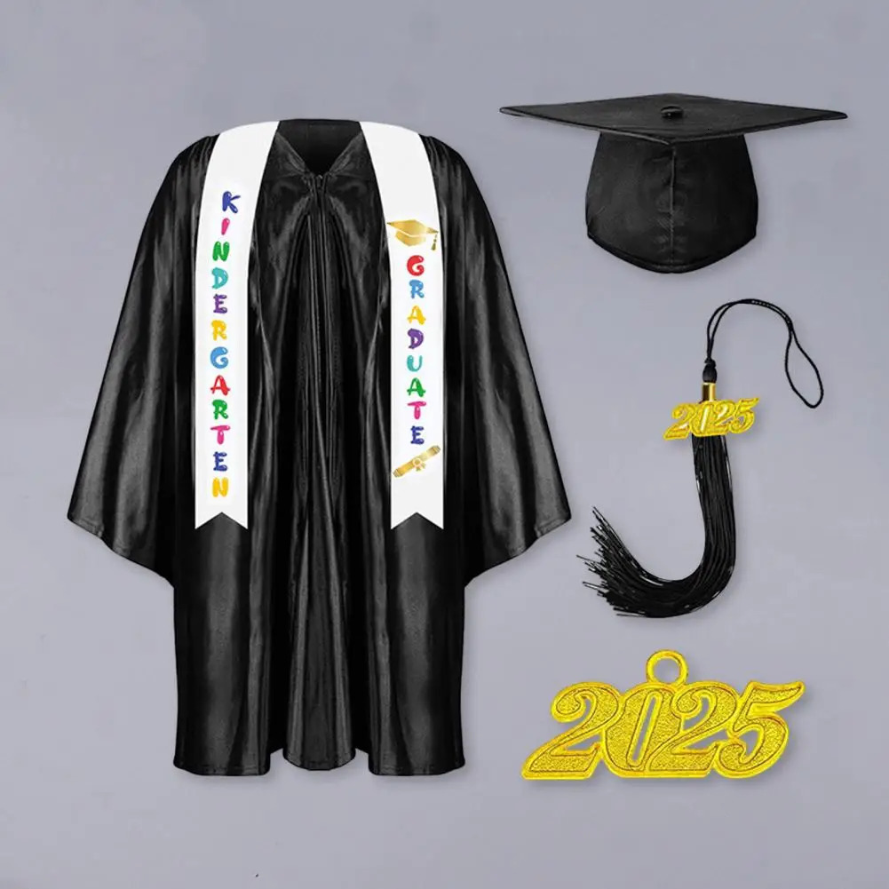 Children Academic Dress School Uniforms for Kids 2025 Preschool Kindergarten Graduation Gown Shawl Tassel Cap Set Party Clothes 250729