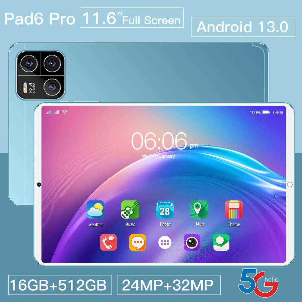 Hot Selling Pad6pro Android Tablet 16+512G Large Screen Eye Protection Computer