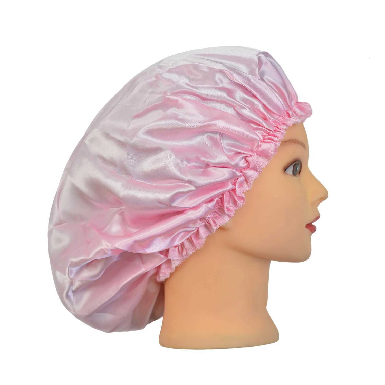 Satin Night Sleep Cap Elastic Band Cap Head Cover Hair Care Wig for Women Soft Silk Hat Wig Accessories Z250808