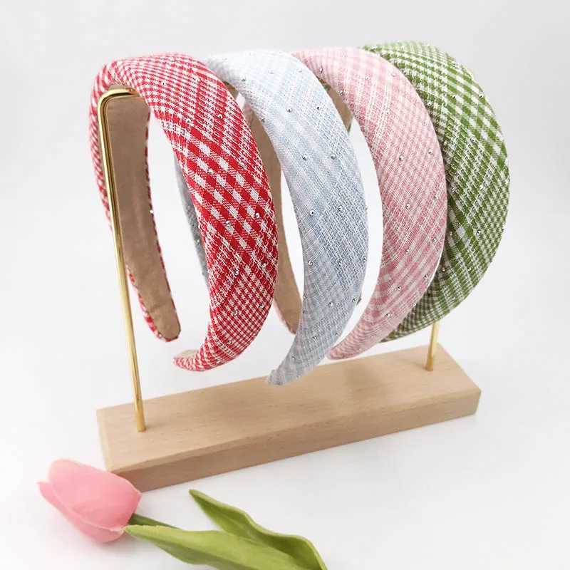 3cm Autumn and Winter Womens Wool Plaid Colorful Small Fresh Sponge Pad Band Christmas Festival by Wens Band Y250808