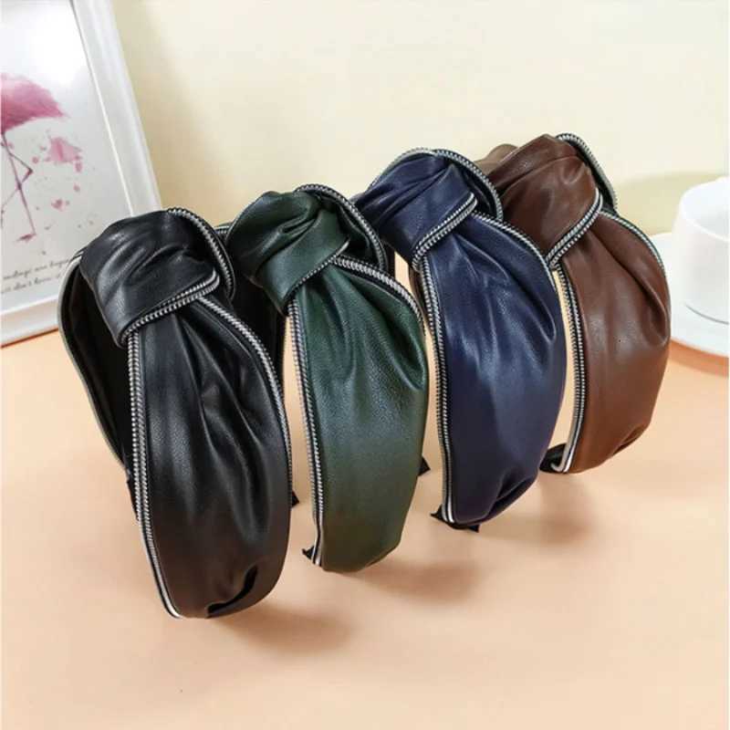 Vintage Wen Piece PU Leather Cloth Knotted Bands for Adult Party Headwear Adult Hair Hoop Accessories Y250808