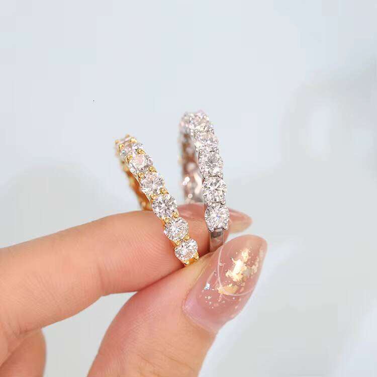 Fine Jewelry Solid Yellow Gold 3mm Round Cut Lab Dia Wedding Ring