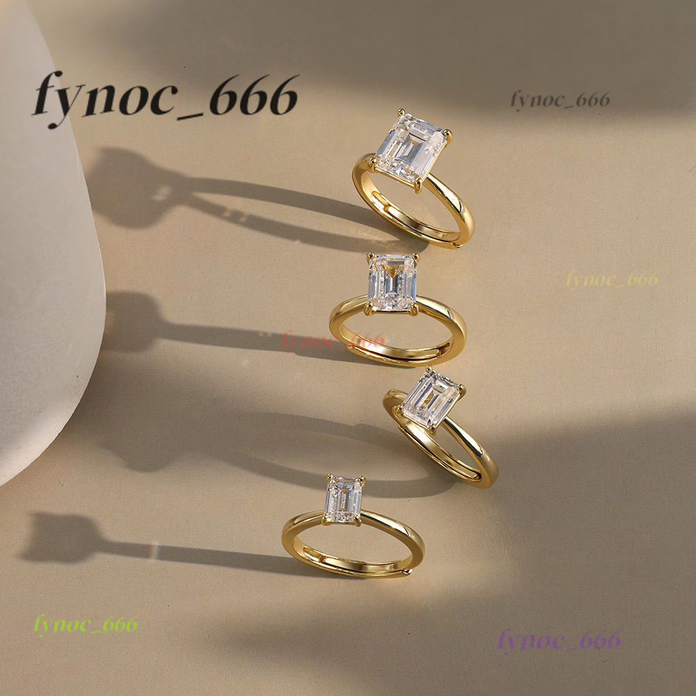 Classic S925 Silver Rhodium Plated 1ct/2ct/3ct/4ct Emerald Cut 8A Cubic Moissanite Women Bridal Promise Jewelry Ring