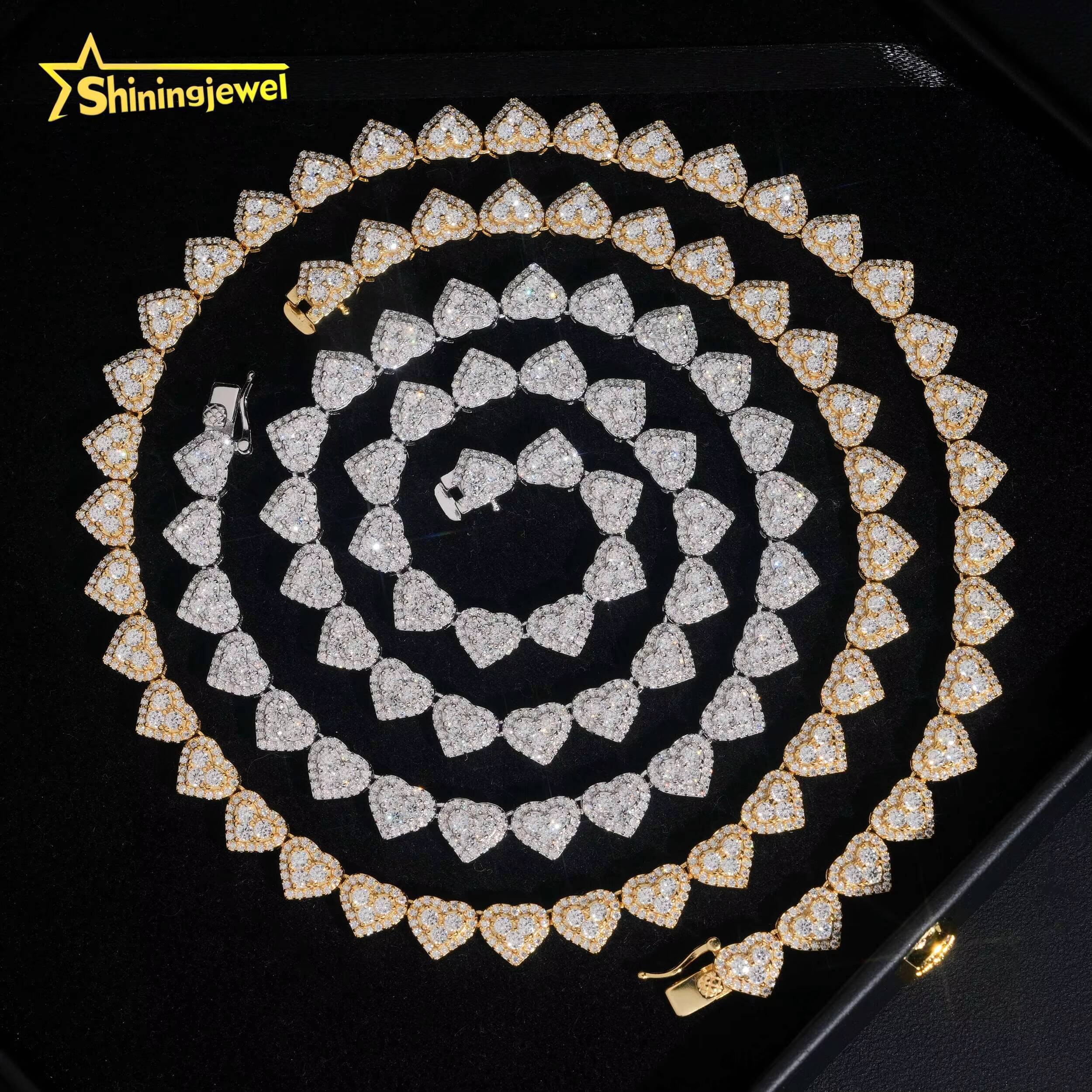 Hot Selling Heart Cuban Link Chain 925 Sterling Silver Moissanite Hip Hop Jewelry Custom Chains Men Iced Out Diamond Necklace