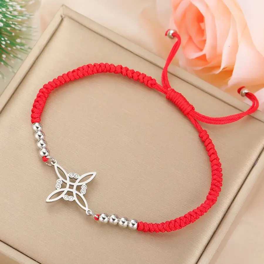 Dawapara Witch Knot Charm Bracelet for Women Celtics Knot Protection Amulet Bead Chain Stainless Steel Witchcraft Wiccan Jewelry Z250807