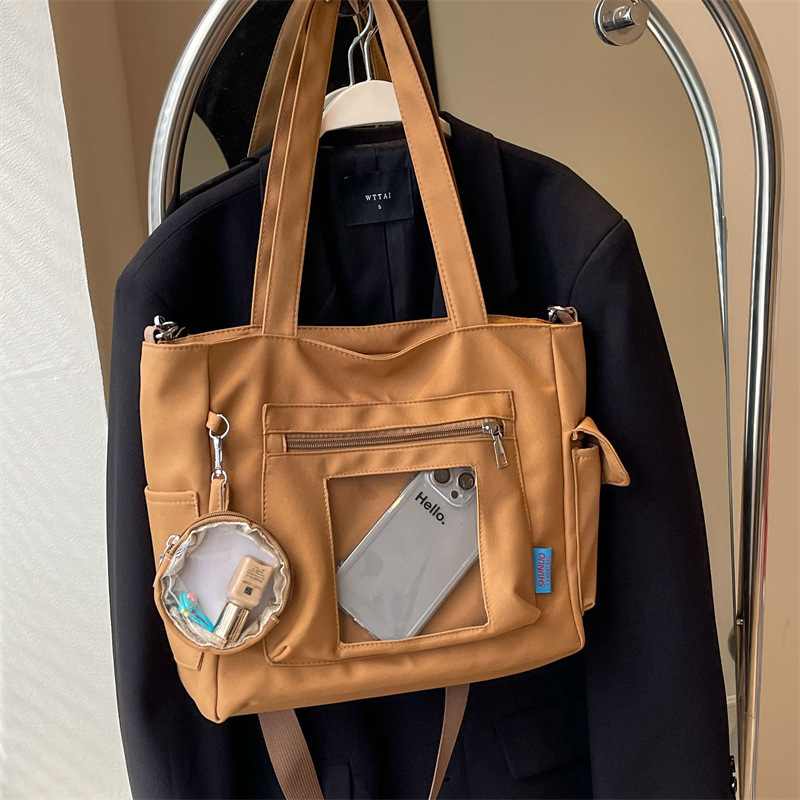 Large Capacity Casual Transparent Bag For Women 2025 Summer Luxury Designer Free Delivery To Your Door Bag Bag High-end Canvas Bag Single Shoulder Han