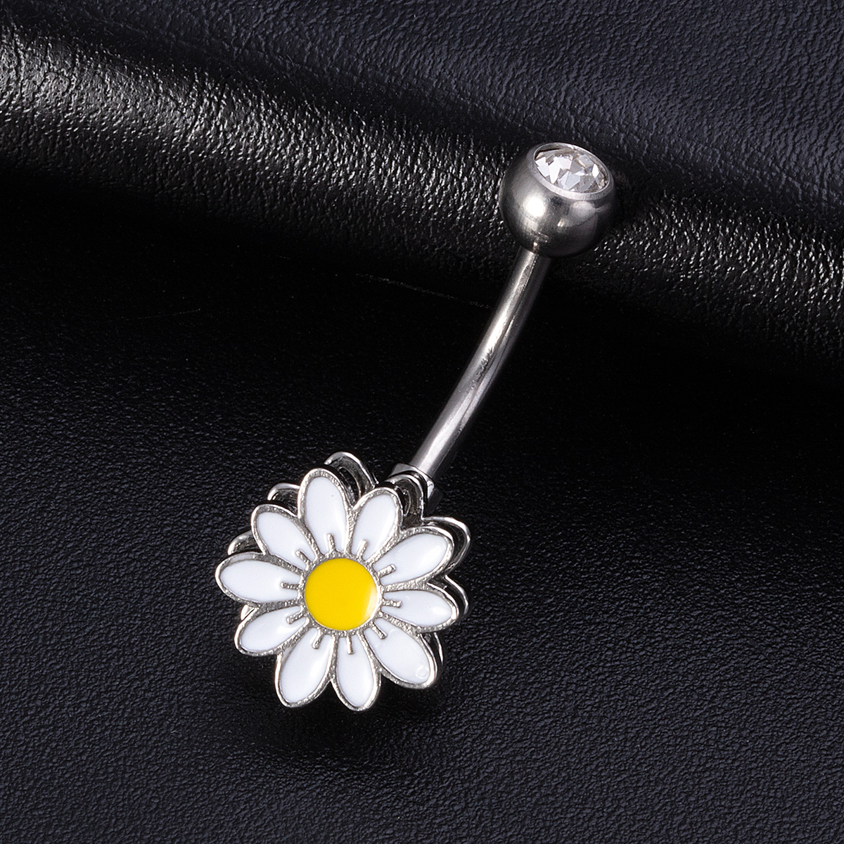 Rotating zircon inlaid navel ring, stainless steel rod, navel nail, perforated human body accessory, navel buckle accessory manufacturer
