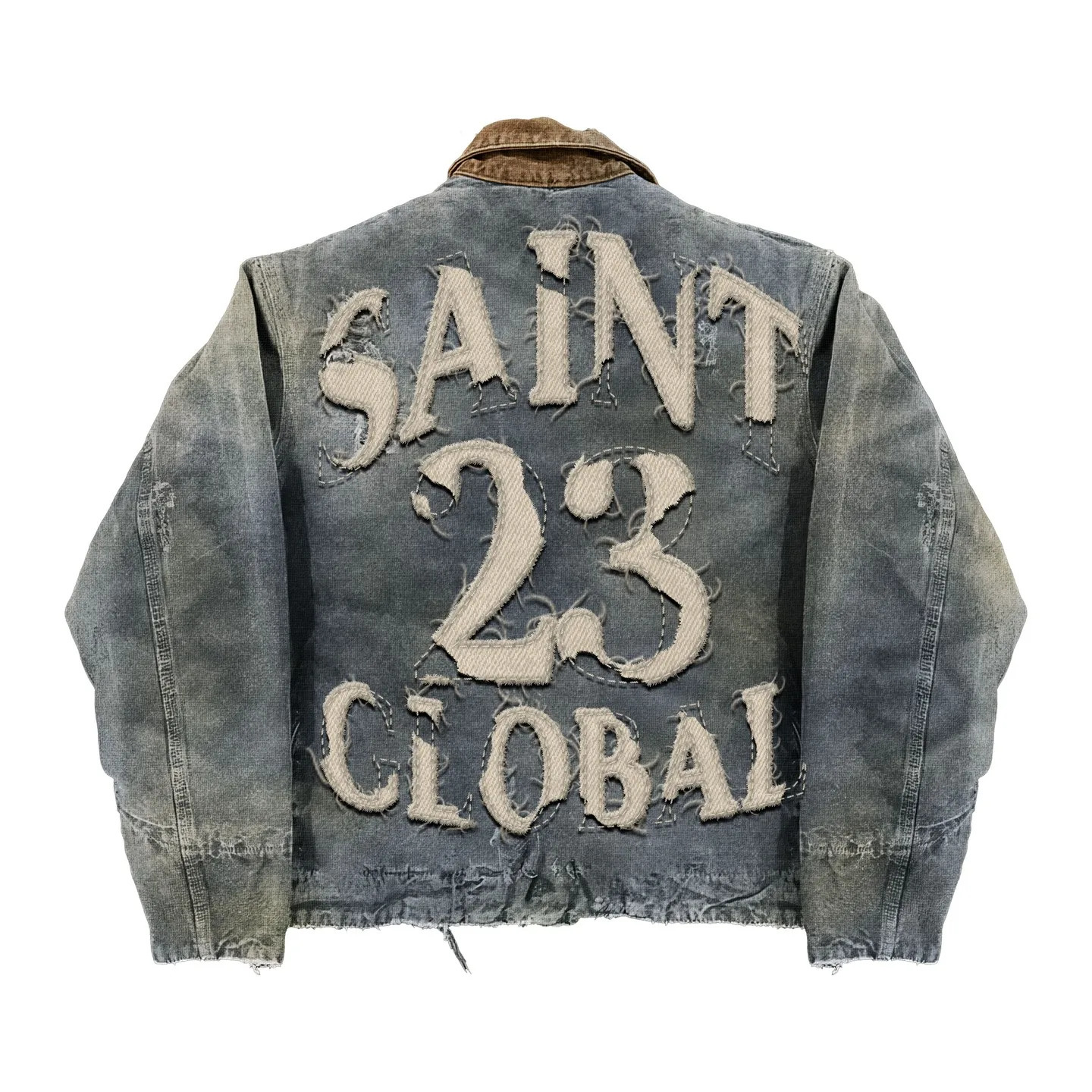 Vintage Y2K Embroidered Denim Jacket Distressed Urban Streetwear Collar for Mens and Womens Clothing Jackets Coats 250805
