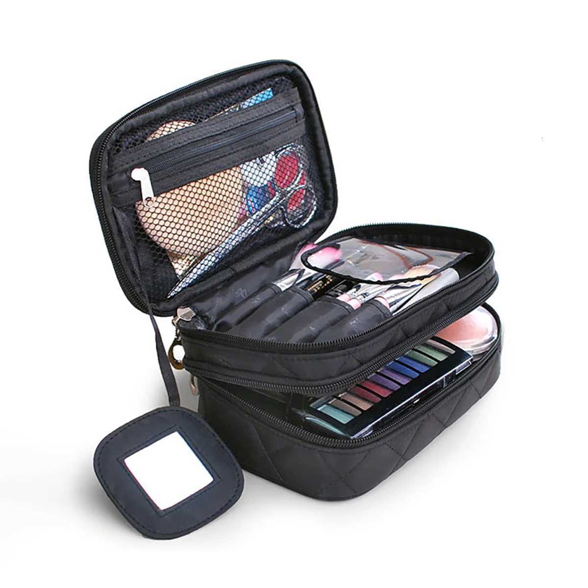 Double-Layer Multi-Functional Waterproof Cosmetic Bag Large Capacity Outdoor Travel Ladies Makeup Storage Bag Y250808