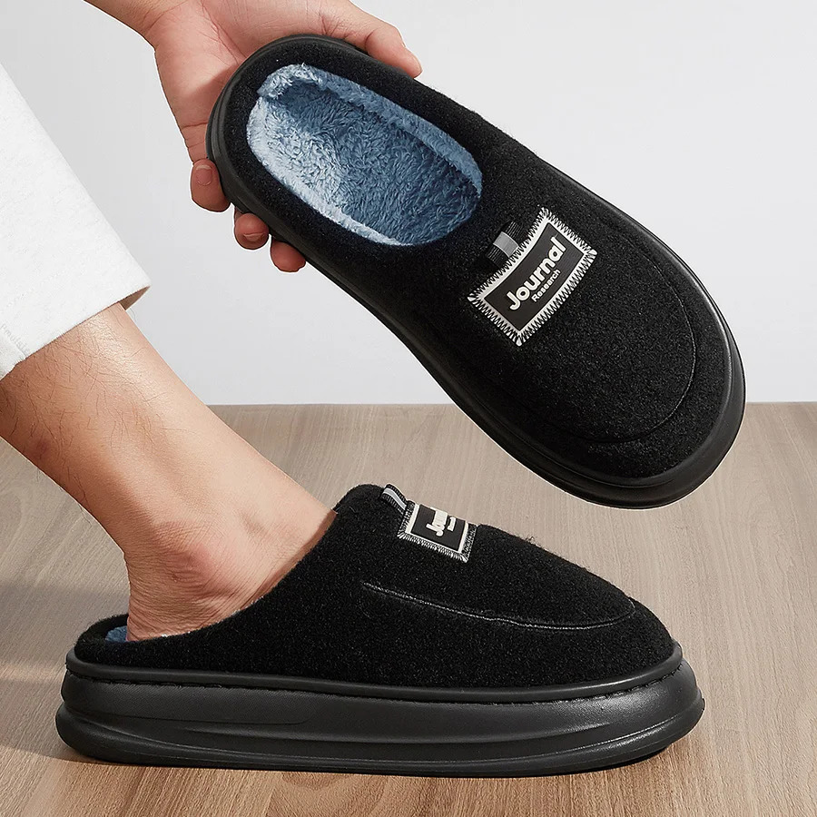 plus size mens house slippers fuzzy comfy memory foam soft couple shoes non-slip winter warm plush slippers 250730