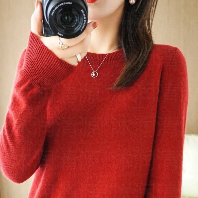 Autumn And Winter Cashmere Sweater Crew Neck Pullover Casual Knitted Top Women's Short Undercoat Fashion 18 Colors dongdumaoyi